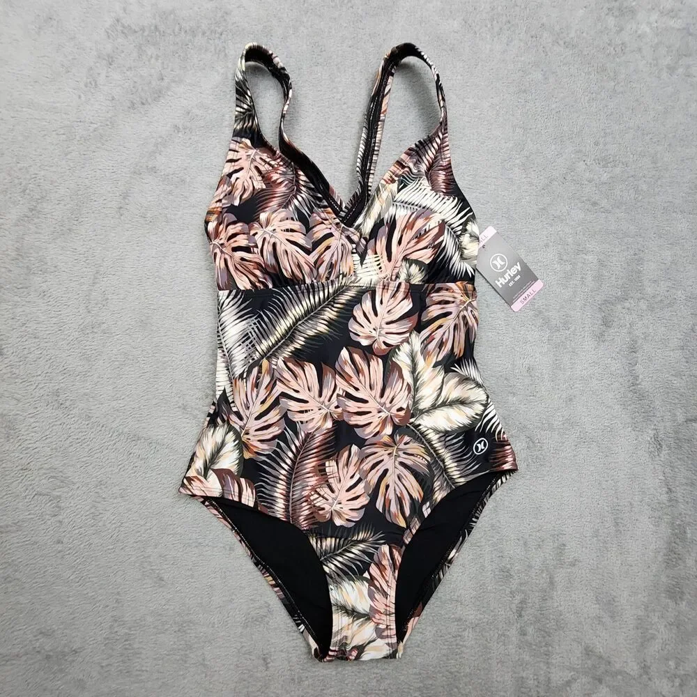 Hurley Womens S One Piece Swimsuit Floral Design NWT Beach Pool Summer Style